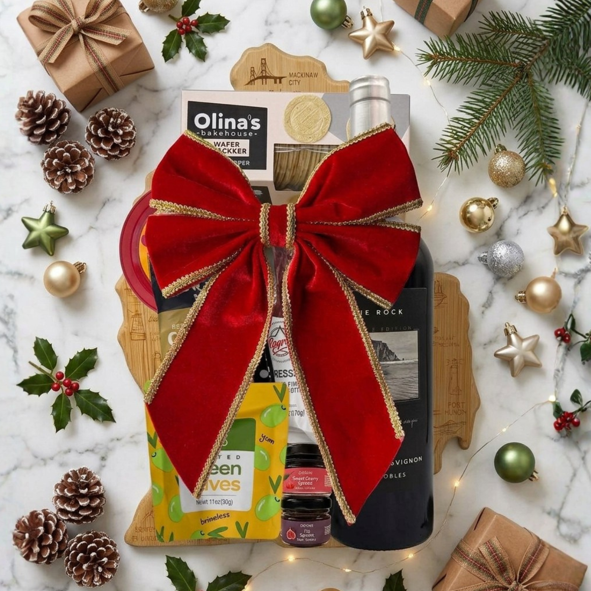State Cutting Board, Wine, and Charcuterie Gift Set